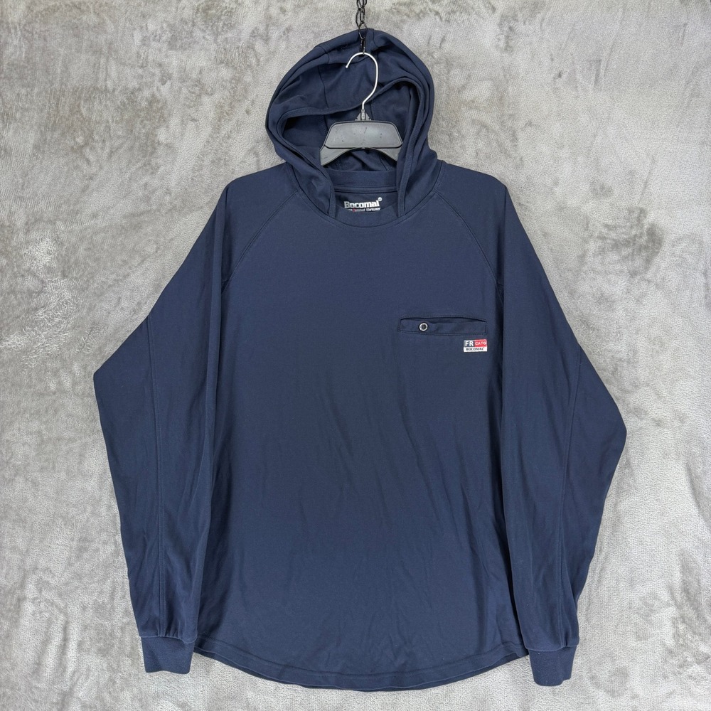 Bocomal Mens FR Flame Resistant Hoodie Navy Blue CAT 2 NFPA 2112 XL FRC2609